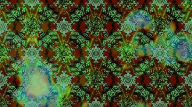 Cute floral background for textile, fabric, wrapping, scrapbooking. On green and brown backdrop. Raster sketch pattern with hand drawn doodle flowers. Childish design.