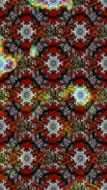 Çiçekler. Vadinin çiçekleri gri ve kahverengi renklerde. Soyut etnik raster çizim kalıbı.