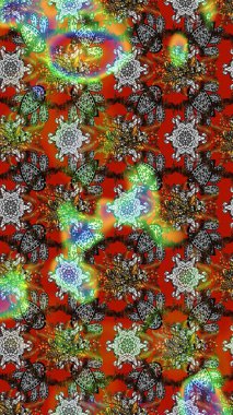 Kahverengi ve gri renkte etnik çiçeklerle süslenmiş zarif bir eskiz deseni. Raster Çiçek İllüstrasyon Şirin Tekstil.