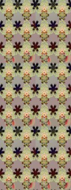 Raster illüstrasyonu. Gri ve nötr renkte çiçekler. El çizimi çiçekli soyut çizim deseni.