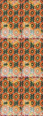 Raster geometrik arka plan. Altın rengi, kusursuz çizim. Turuncu renklerde altın desenli altın çiçekli desenler. Senin tasarımın için, duvar kağıdı..