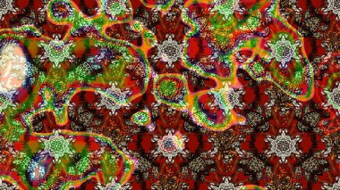 Kabile sanatı boho baskısı, klasik çiçek arkaplanı. Soyut etnik raster çizim kalıbı. Arkaplan dokusu, duvar kağıdı, kahverengi ve kırmızı renkli çiçek teması.