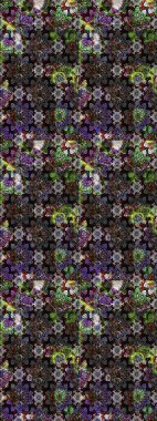 Gri ve siyah renkli çiçekler. Raster illüstrasyonunda çiçek deseni çizimi.