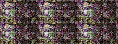 Raster illüstrasyonu. Eski usul. Kumaş, tekstil, duvar kağıdı baskısı için. Tomurcukları papatya çiçekleri olan sevimli bir çiçek deseni. Eskiz geçmişi. Miles Fleur, dandik süs.