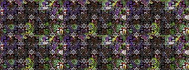 Raster illüstrasyonundaki çiçek desenli çizim. Gri ve siyah renkte çiçekler.