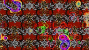 Düz Çiçek Elementleri Tasarımı. Gri ve kırmızı renkte çiçekler. Renkli Yaz Temalı eskiz kalıbı. Raster illüstrasyonunda çiçek deseni çizimi.