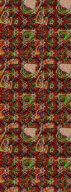 Tekstil, kumaş, ambalaj, hatıra defteri için hoş bir çiçek arkaplanı. Elle çizilmiş çiçek desenli Raster çizimi. Kahverengi ve kırmızı arka planda. Çocuksu tasarım.