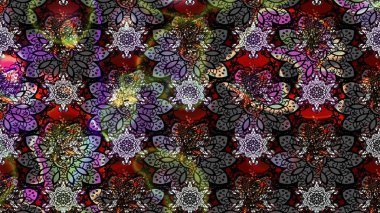 Siyah ve gri renkte siyah ve gri papatya deseni. Raster illüstrasyonu. Siyah ve gri renklerde.