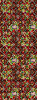 Kibar, bahar çiçekleri kırmızı ve kahverengi renklerde. Yaprak ve çiçeklerin suluboya resimleri, kırmızı ve kahverengi renkler üzerine çizimler. Raster illüstrasyonu.