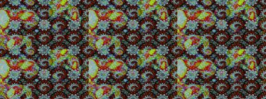 Raster illüstrasyonu. Çiçekli karalama şeklinde Raster çiçek deseni. Kahverengi ve nötr renklerde bahar çiçekleri..