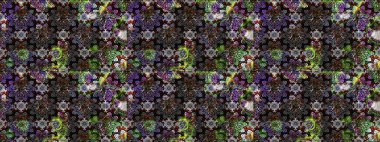 Raster illüstrasyonundaki çiçek desenli çizim. Gri ve siyah renkte çiçekler.