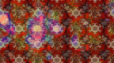 Çiçekli çiçek deseni, suluboya. Süslü kumaş deseni. Raster deseni.