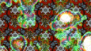 Yeşil ve kahverengi renkli çiçekler. Küçük çiçekteki sevimli çiçek deseni. Raster illüstrasyonu.