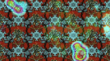 Parlak renkli çiçekleri olan ve mavi ve kahverengi renkli yaprakları olan harika bir çiçek deseni. Halk tarzı. Moda baskıları için zarif bir şablon. Modern çiçek arkaplanı.