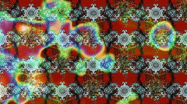 Renkli Yaz Temalı eskiz kalıbı. Raster illüstrasyonundaki çiçek desenli çizim. Düz Çiçek Elementleri Tasarımı. Kahverengi ve yeşil renkte çiçekler.