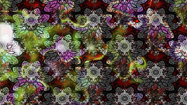 Küçük çiçekteki sevimli çiçek deseni. Varicologray ve siyah raster çizimi. Birçok gri ve siyah soyut çiçekli tropikal çizim deseni.