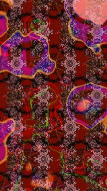 Eskiz geçmişi. Eski usul. Miles Fleur, süslü püslü bir süs. Tomurcukları papatya çiçekleri olan sevimli bir çiçek deseni. Raster illüstrasyonu. Kumaş, tekstil ve duvar kağıdı baskısı için..