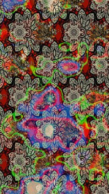 Çiçek grisi ve nötr çizim deseni. Klasik taslak çizimi. Raster çiçek izi..