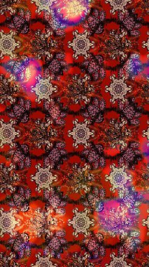 Parlak renkli çiçekleri ve kahverengi ve kırmızı renkte yaprakları olan harika bir çiçek deseni. Modern çiçek arkaplanı. Moda baskıları için zarif bir şablon. Halk stili.