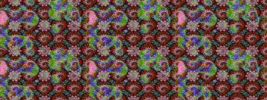 Ağaç dallı bahar çiçekleri ile desen, yeşil ve kahverengi renkler ile çiçek silueti. Raster deseni.