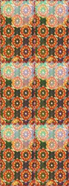 Barok tarzında duvar kağıdı tasarımı için kusursuz damaske deseni arkaplanı. Süslü raster dekorasyonu. Kahverengi ve turuncu renklerde altın desenli altın elementler.