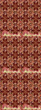 Klasik çiçek dokusu. Kart, duvar kağıdı, ambalaj ve tekstil için klasik tasarım. Kusursuz desenli altın elementler. Kahverengi ve kırmızı renklerde Royal retro. Raster illüstrasyonu. Altın şablon.