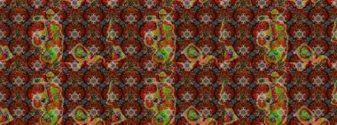 Raster illüstrasyonundaki çiçek desenli çizim. Kahverengi ve kırmızı renkte çiçekler. Düz Çiçek Elementleri Tasarımı. Renkli Yaz Teması çizim şablonu.