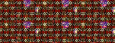 Raster deseni. Kahverengi ve kırmızı renklerde bahar çiçekleri. Raster illüstrasyonu. Patlayan çiçekler soyut yerleştirilmiş.