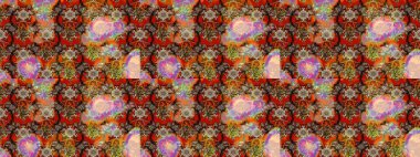 Blossom lilies sketch background. Amazing collage paradise style for floral design. Bright floral collage blossom flowers brown and beige.