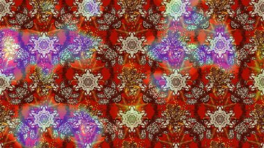 Raster Modaya uygun kumaş deseni. Kahverengi ve kırmızı renkli şirin çiçek desenleri. Düz Çiçek Elementleri Tasarımı. Renkli Bahar Teması çizim şablonu.