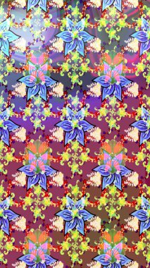 Şirin çiçek elementleri. Robot resim. Tarafsız ve mor renkte çiçekler. Raster illüstrasyonu.