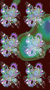 Arkaplan dokusu, duvar kağıdı, kahverengi renkli çiçek teması. Soyut etnik raster çizim kalıbı. Kabile sanatı boho baskısı, klasik çiçek arkaplanı.