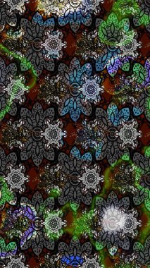 Raster illüstrasyonu. Çiçekli güzel suluboya desen. Gri ve siyah renklerde.