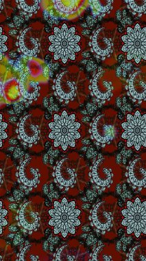 Kırmızı ve siyah kıvırcık çiçekler kırmızı ve siyah renklerde şekillenir. Klasik çiçek tasarımı elementleri. Raster illüstrasyonu.