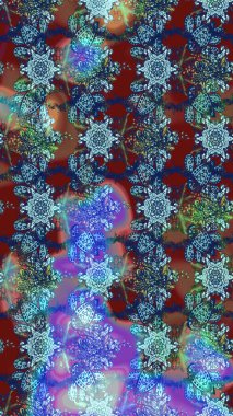 Çizgi çizimi kalıbı. Raster Moda kumaş deseni. Şirin çiçekler..