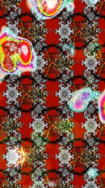 Çiçek buketleriyle klasik bir eskiz şekli. Kırmızı ve gri renklerde. Raster illüstrasyonu.