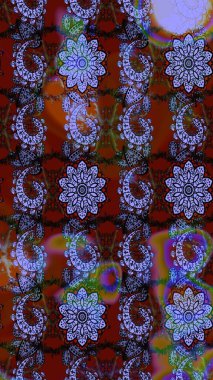 Raster - stok. Kahverengi ve mavi çiçekli eskiz deseni, suluboya çiçek deseni, sevimli çiçek, duvar kağıdı, kart veya kumaş için fayanslı.