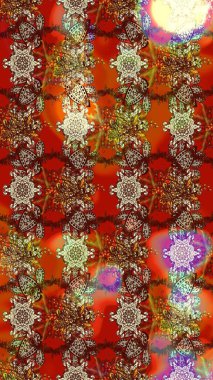 Küçük çiçekteki sevimli çiçek deseni. Kahverengi ve kırmızı renkte çiçekler.