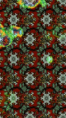 Raster illüstrasyonu. Asya tekstil tarzında. Raster illüstrasyonu. Yeşil ve siyah renkli çiçekler. Çiçek desenini çiz.