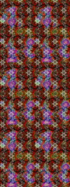 Parlak çiçekli halı deseni kahverengi ve kırmızı renklerde..