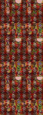 Küçük çiçekteki sevimli çiçek deseni. Bir sürü kahverengi ve kırmızı soyut çiçekli tropik eskiz deseni. Varicolobrown ve Red Raster çizimi.