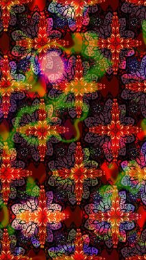 Renkli çizim kalıbı. Kahverengi ve siyah renkli şirin tekstil. Çiçek arkaplan. Raster illüstrasyonu. Çiçek duvar kağıdı.