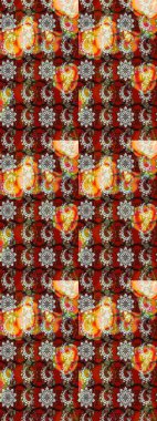 Çiçekli çiçek deseni, suluboya. Kahverengi ve kırmızı renkte çiçekler. Renkli bahar temalı eskiz kalıbı. Düz Çiçek Elementleri Tasarım Raster illüstrasyonu.