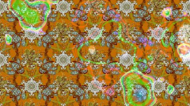 Raster illüstrasyonu. Eski usul küçük çiçekli şirin bir eskiz deseni. Kumaş, duvar kağıdı ve kağıt üzerine baskı yapmak için gelişen arka plan. Moda arka planında parlak buketler.