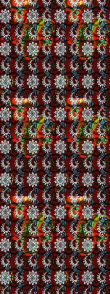 Raster illüstrasyonu. Çiçek süslemeli çizim deseni. Siyah ve kırmızı renkte çiçekler.