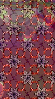 Kahverengi çiçekli eskiz deseni, suluboya çiçek deseni, sevimli çiçek, duvar kağıdı, kart veya kumaş için fayanslı. Raster - stok.