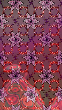 Sevimli çiçek raster deseni. Renkli Yaz Temalı eskiz kalıbı. Düz Çiçek Elementleri Tasarımı. Kahverengi renkte çiçekler.