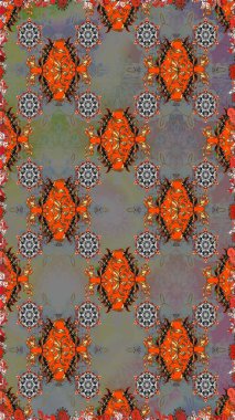 Raster illüstrasyonu. Kusursuz çiçek deseni duvar kâğıdı olarak kullanılabilir. Gri ve kahverengi renkte çiçekler.