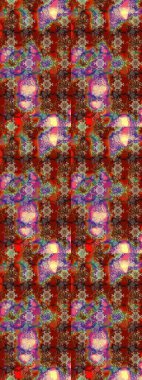 Düz Çiçek Elementleri Tasarımı. Kahverengi ve kırmızı renkte çiçekler. Renkli Bahar Teması eskiz kalıbı. Raster illüstrasyonunda çiçek deseni çizimi.