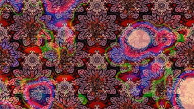 Raster illüstrasyonu. Pembe ve kahverengi renkli şirin çiçekler. Küçük çiçekli basit bir çiçek çizimi. Moda baskısı, albüm, ambalaj kağıdı, duvar kağıdı için zarif dekoratif süslemeler..